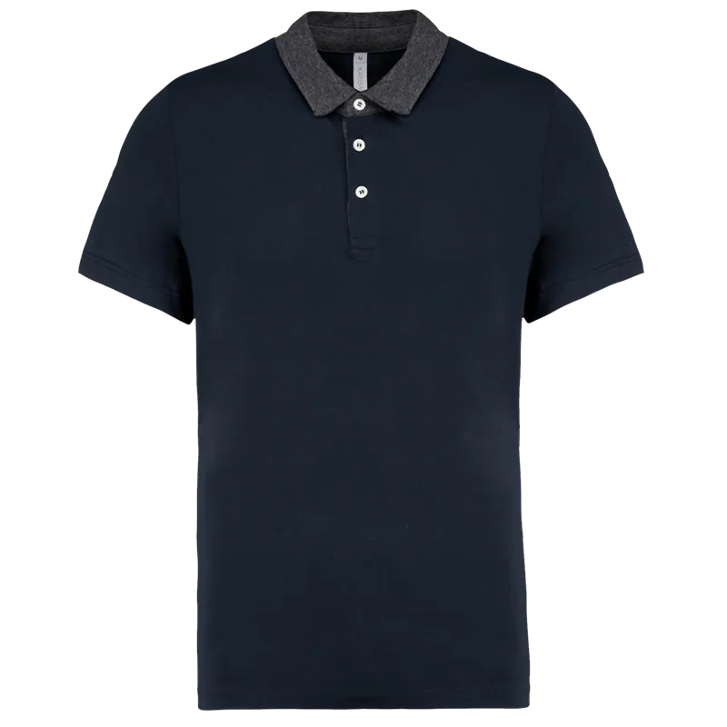 Tweekleurige herenpolo jersey in Navy / Dark Grey Heather