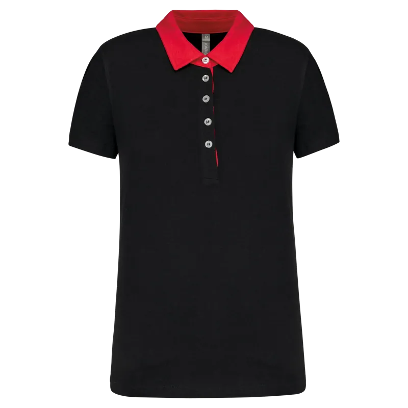 Tweekleurige damespolo jersey in Black / Red