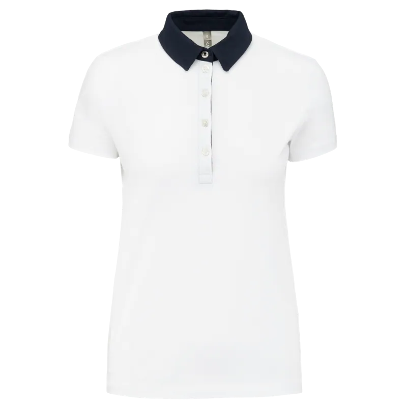 Tweekleurige damespolo jersey in White / Navy