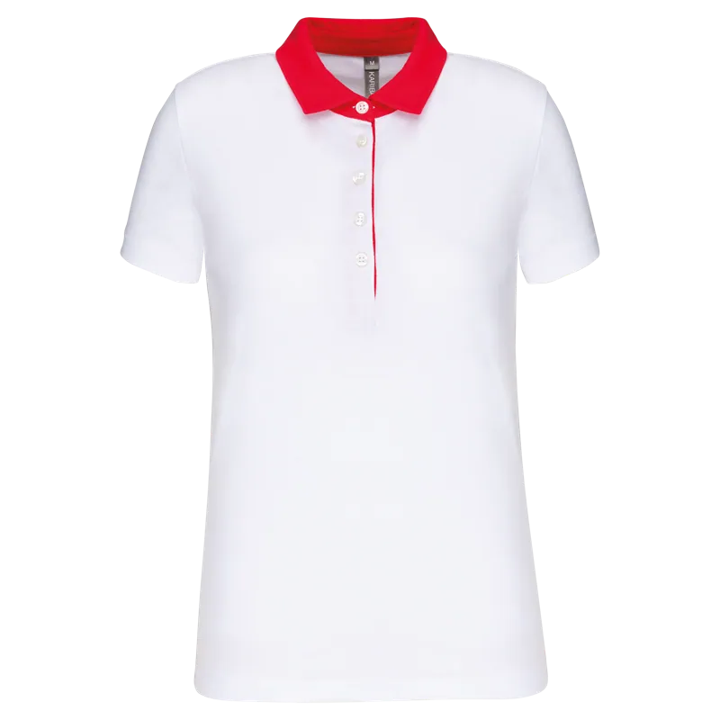 Tweekleurige damespolo jersey in White / Red