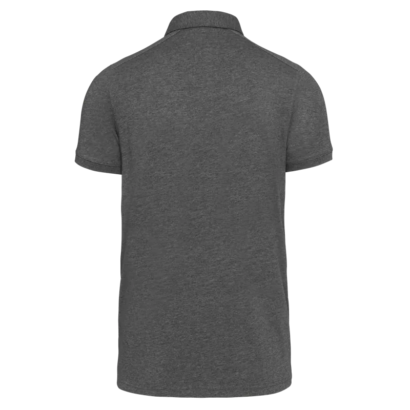 Herenpolo korte mouwen van jersey in Grey Heather, achterkant