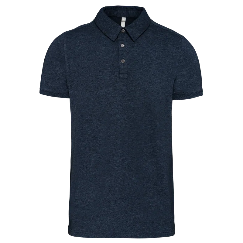 Herenpolo korte mouwen van jersey in French Navy Heather