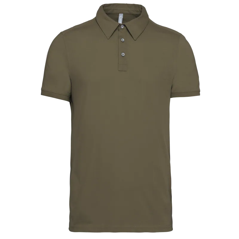 Herenpolo korte mouwen van jersey in Light khaki
