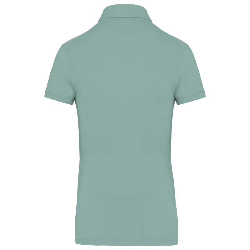 Damespolo korte mouwen van jersey in Sage, achterkant
