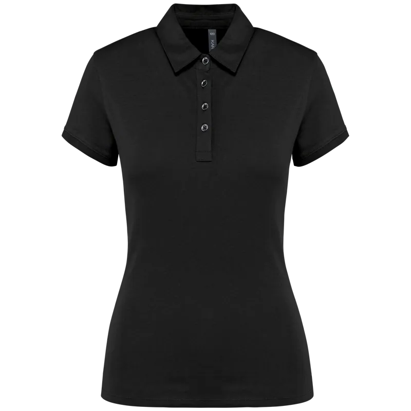 Damespolo korte mouwen van jersey in Black
