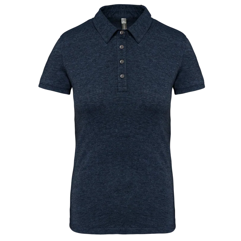 Damespolo korte mouwen van jersey in French Navy Heather
