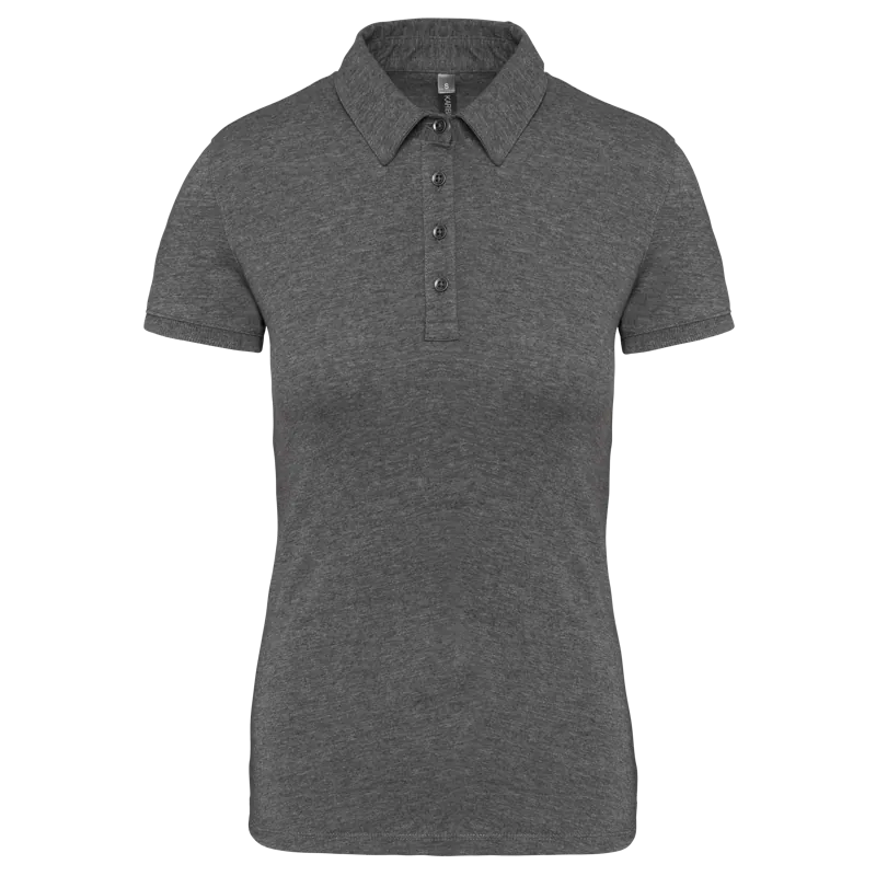 Damespolo korte mouwen van jersey in Grey Heather