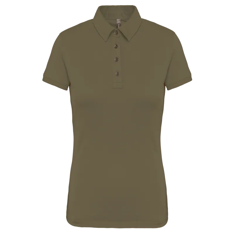 Damespolo korte mouwen van jersey in Light khaki
