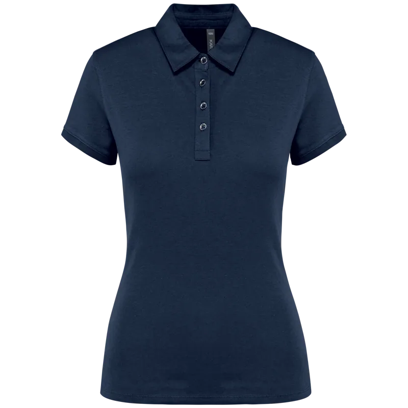 Damespolo korte mouwen van jersey in Navy