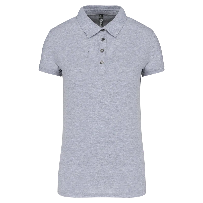 Damespolo korte mouwen van jersey in Oxford Grey