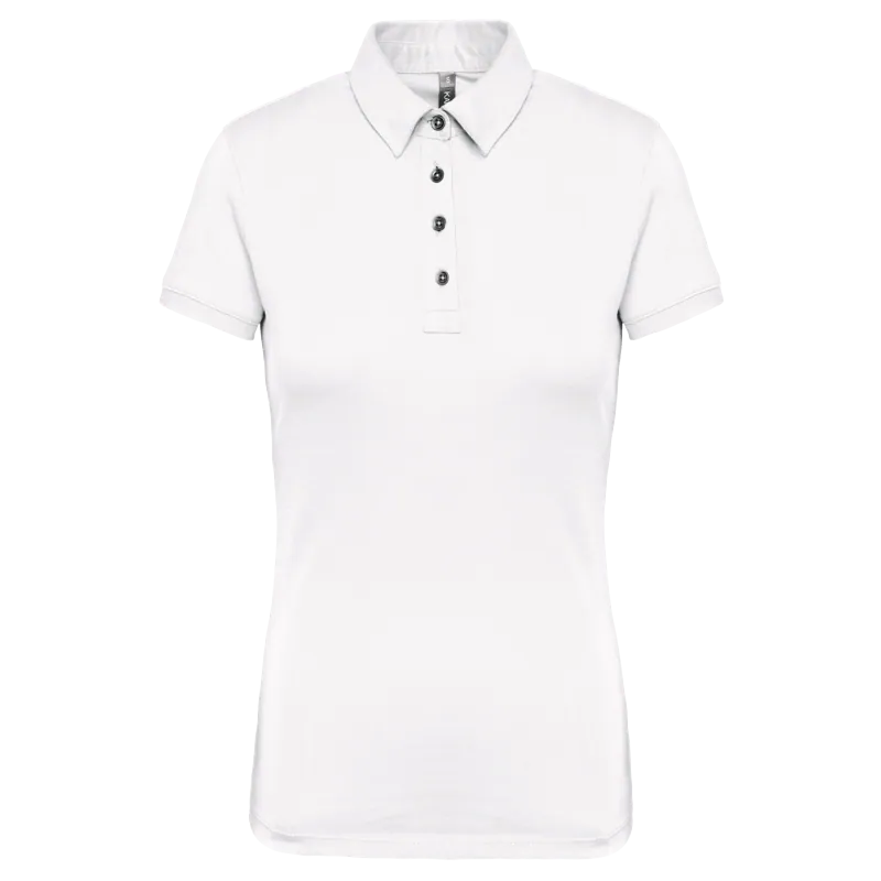 Damespolo korte mouwen van jersey in White