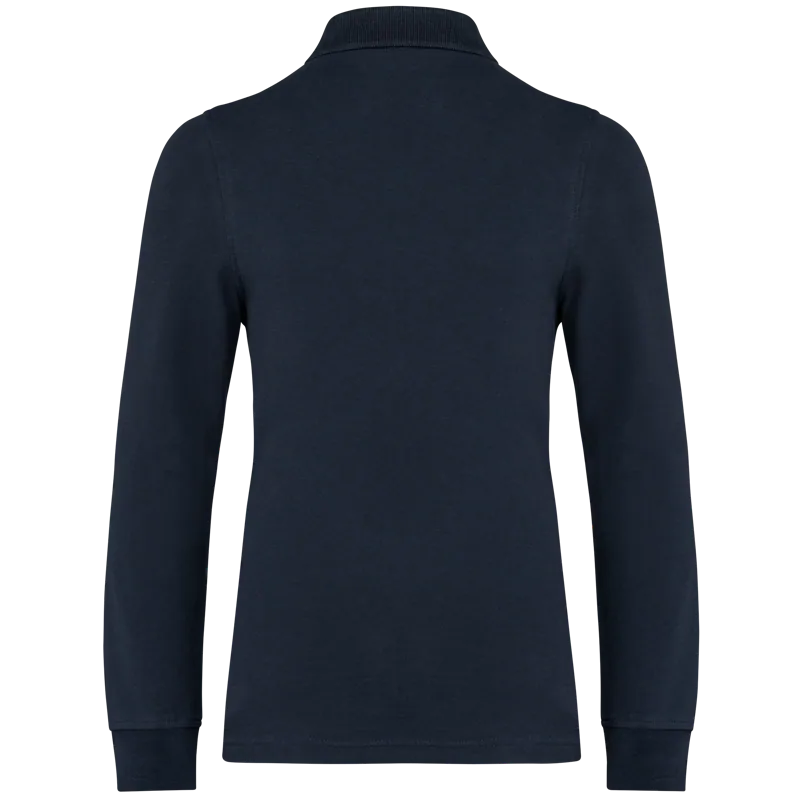 Kinderpolo lange mouwen in Navy, achterkant