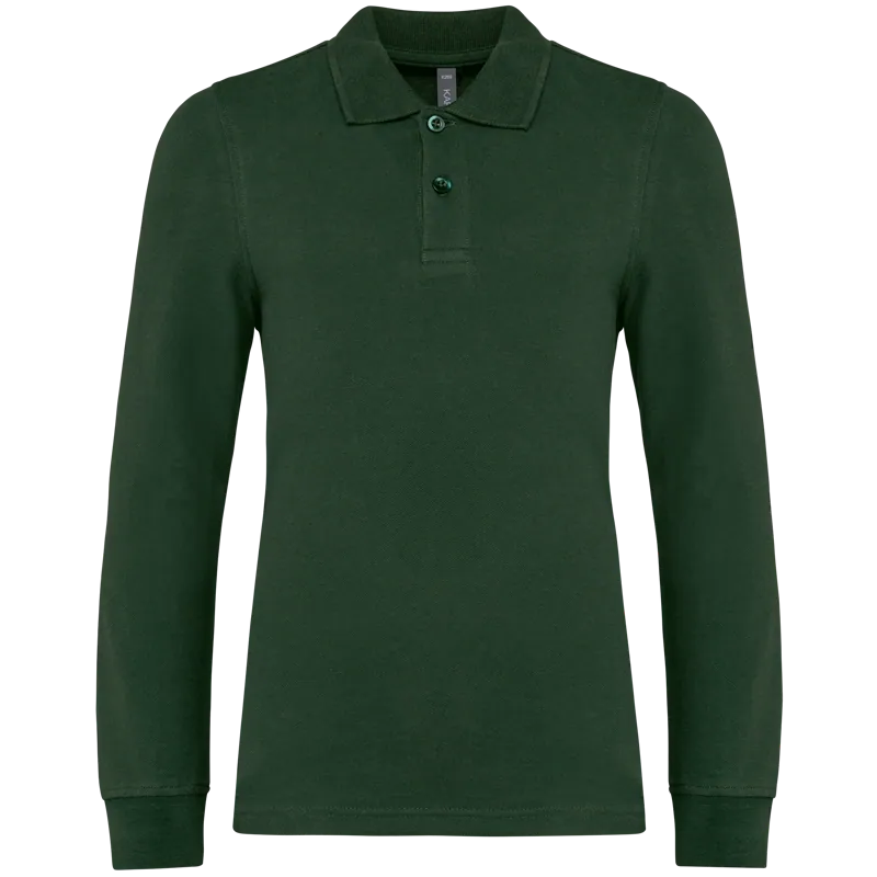 Kinderpolo lange mouwen in Forest Green