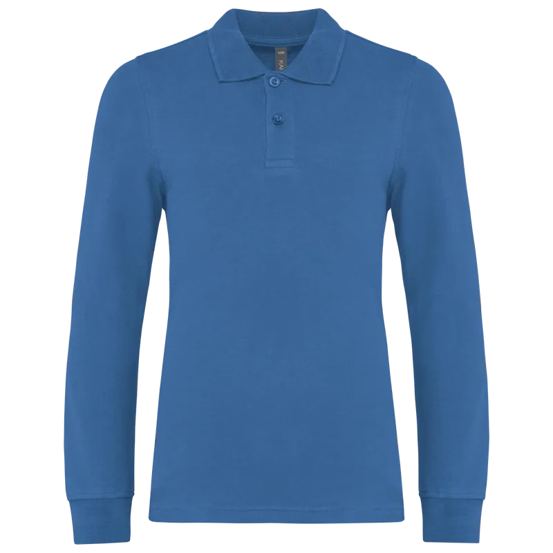 Kinderpolo lange mouwen in Light Royal Blue
