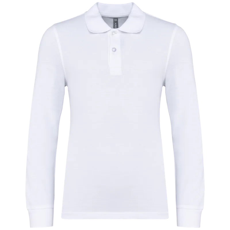 Kinderpolo lange mouwen in White