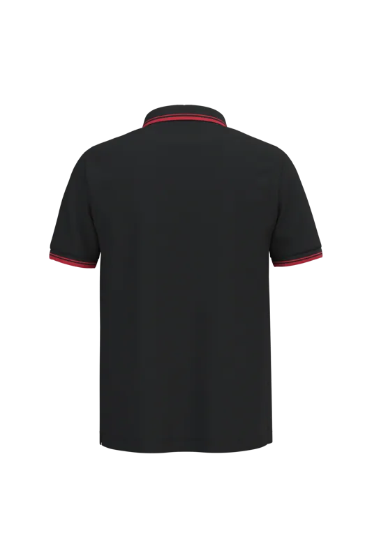 Herenpolo met korte mouwen en contrasterende bies in Black / Red, achterkant