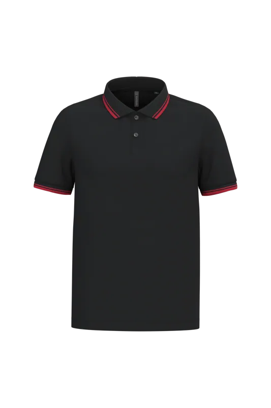Herenpolo met korte mouwen en contrasterende bies in Black / Red