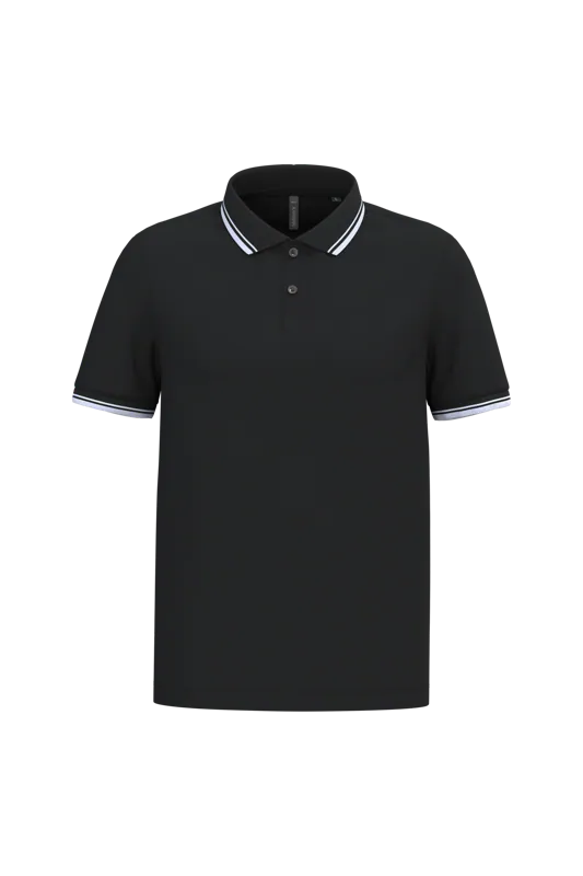 Herenpolo met korte mouwen en contrasterende bies in Black / White