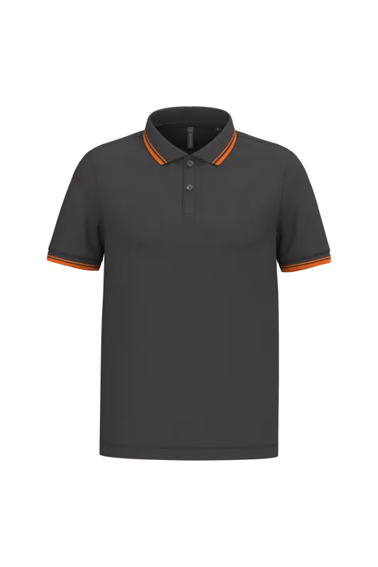 Herenpolo met korte mouwen en contrasterende bies in Dark Grey / Orange