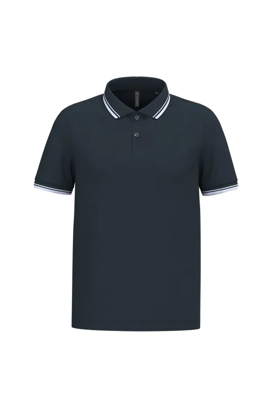 Herenpolo met korte mouwen en contrasterende bies in Navy / White