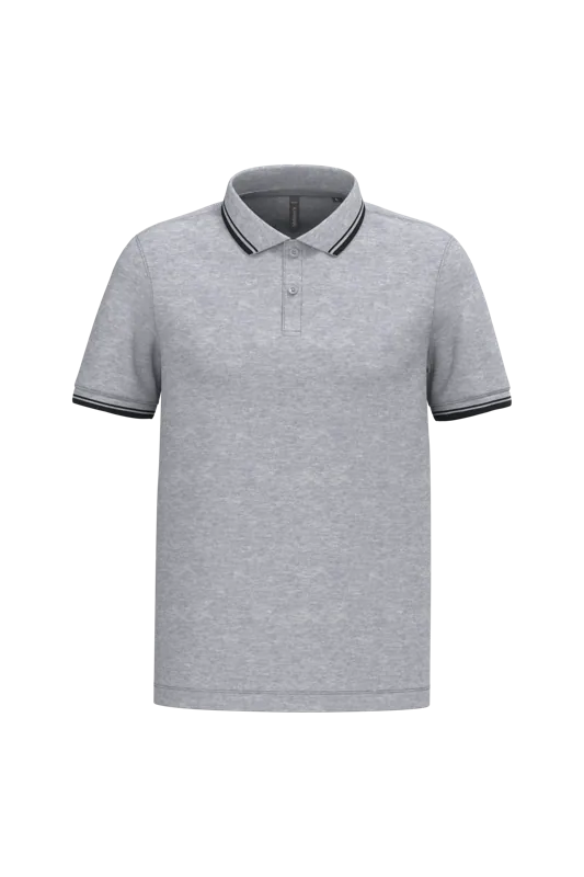 Herenpolo met korte mouwen en contrasterende bies in Oxford Grey / Black