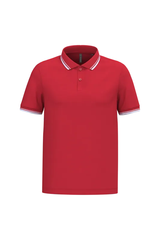 Herenpolo met korte mouwen en contrasterende bies in Red / White