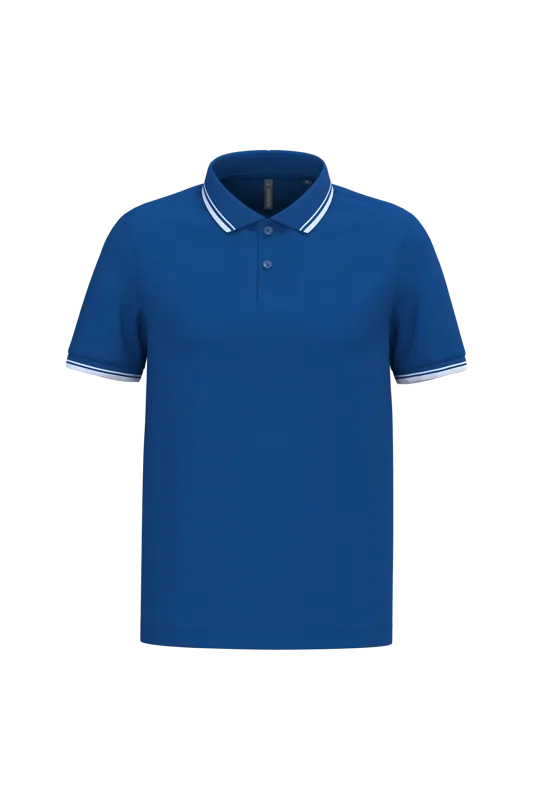 Herenpolo met korte mouwen en contrasterende bies in Royal Blue / White