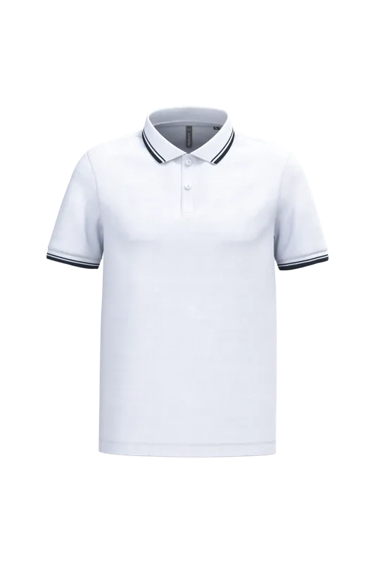 Herenpolo met korte mouwen en contrasterende bies in White / Navy