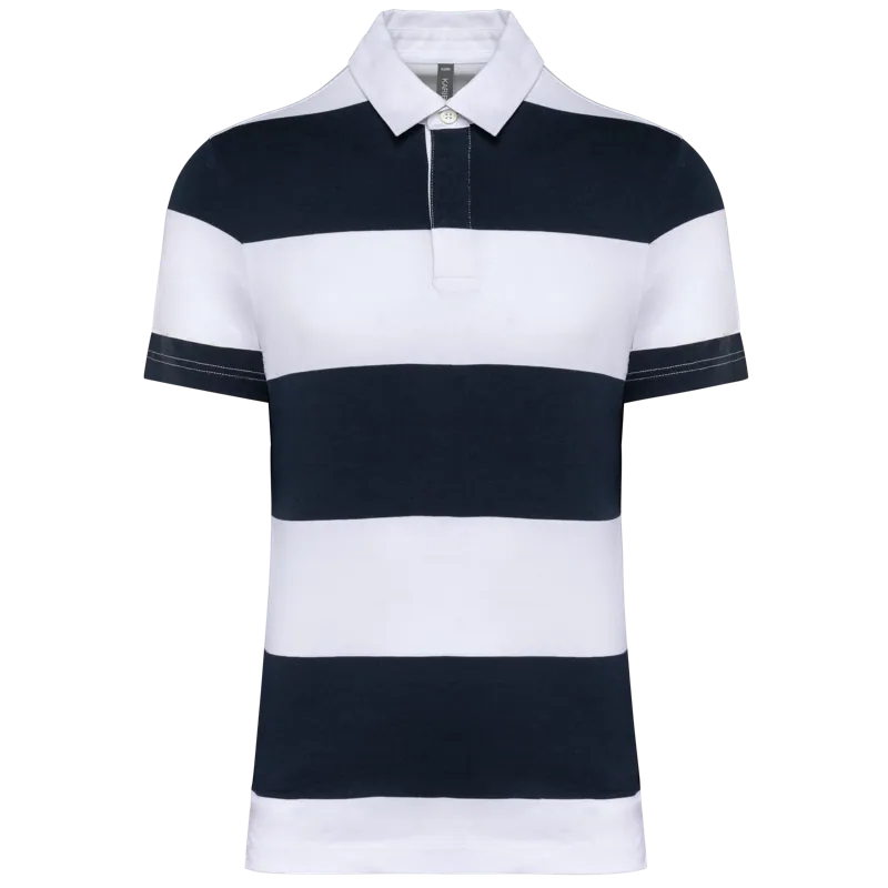 Gestreepte uniseks polo korte mouwen in Navy / White Stripes