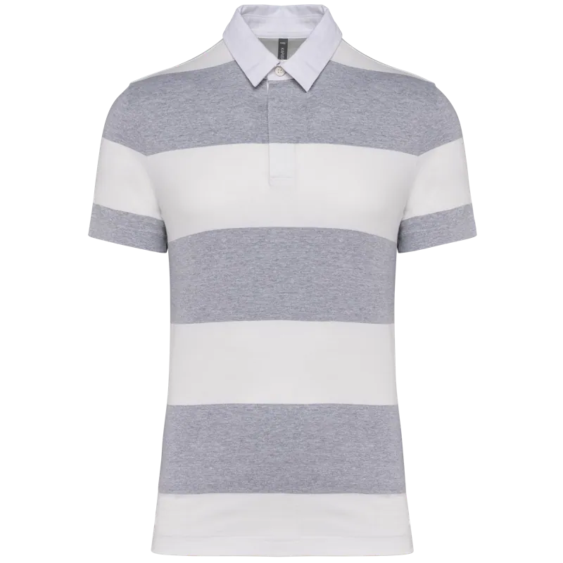Gestreepte uniseks polo korte mouwen in Oxford Grey / White Stripes