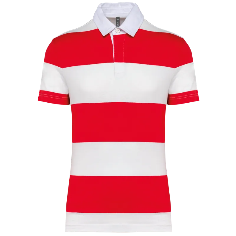 Gestreepte uniseks polo korte mouwen in Red / White Stripes