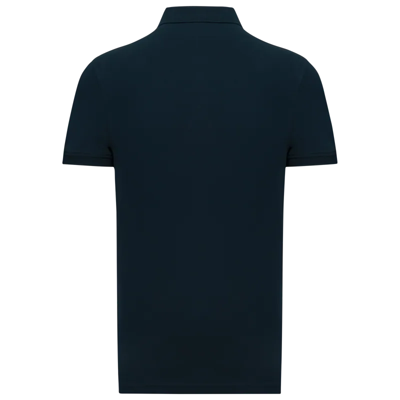 Piqué herenpolo in Navy, achterkant