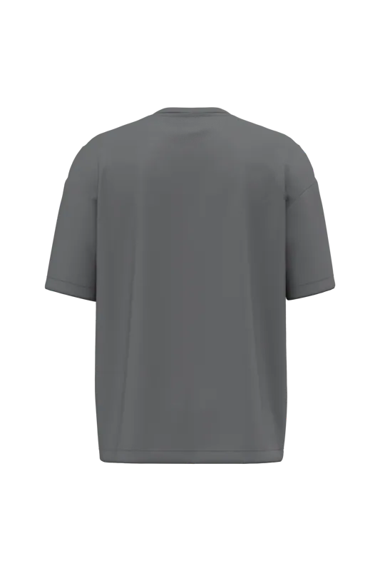 Oversized T-shirt korte mouwen uniseks in Storm Grey, achterkant