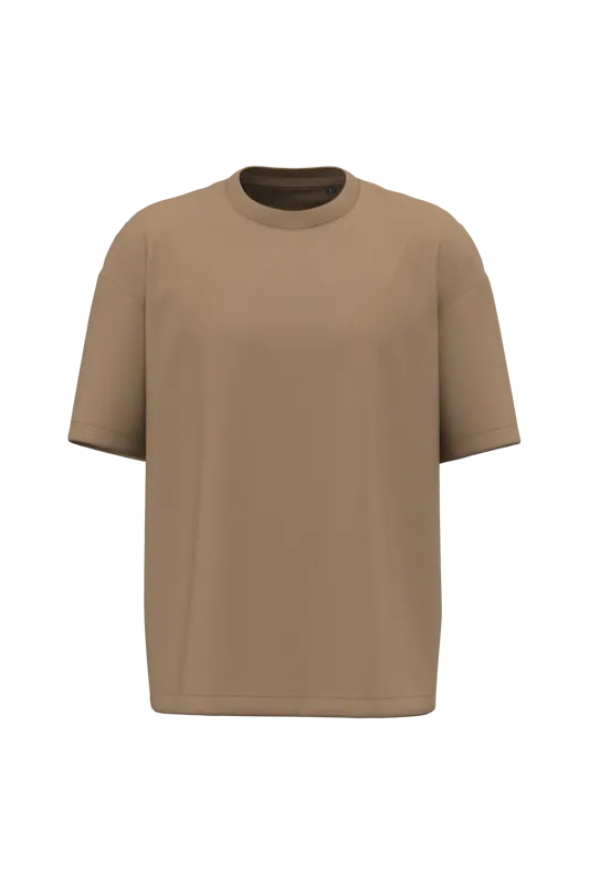 Oversized T-shirt korte mouwen uniseks in Camel