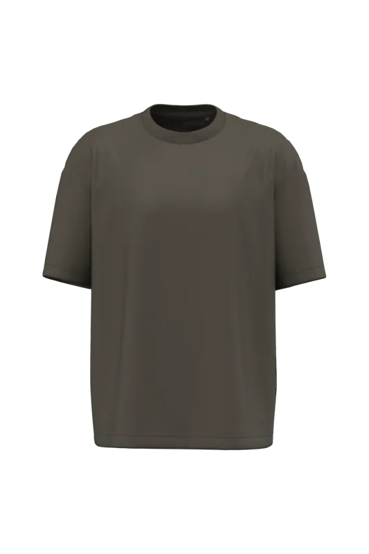 Oversized T-shirt korte mouwen uniseks in Khaki
