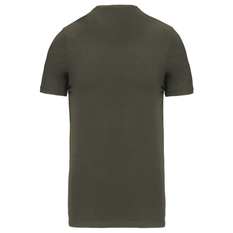 T-shirt ronde hals korte mouwen in Dark Khaki, achterkant