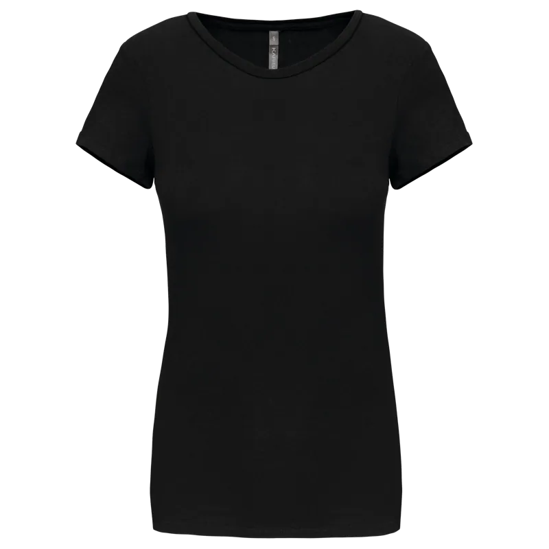 Dames-T-shirt ronde hals korte mouwen in Black