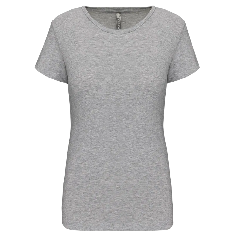Dames-T-shirt ronde hals korte mouwen in Light grey heather