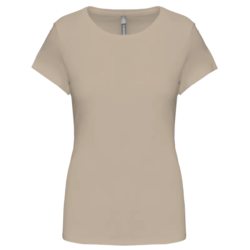 Dames-T-shirt ronde hals korte mouwen in Light Sand