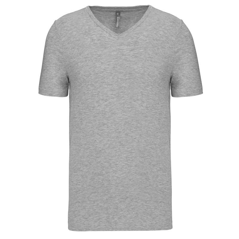T-shirt korte mouwen V-hals in Light grey heather