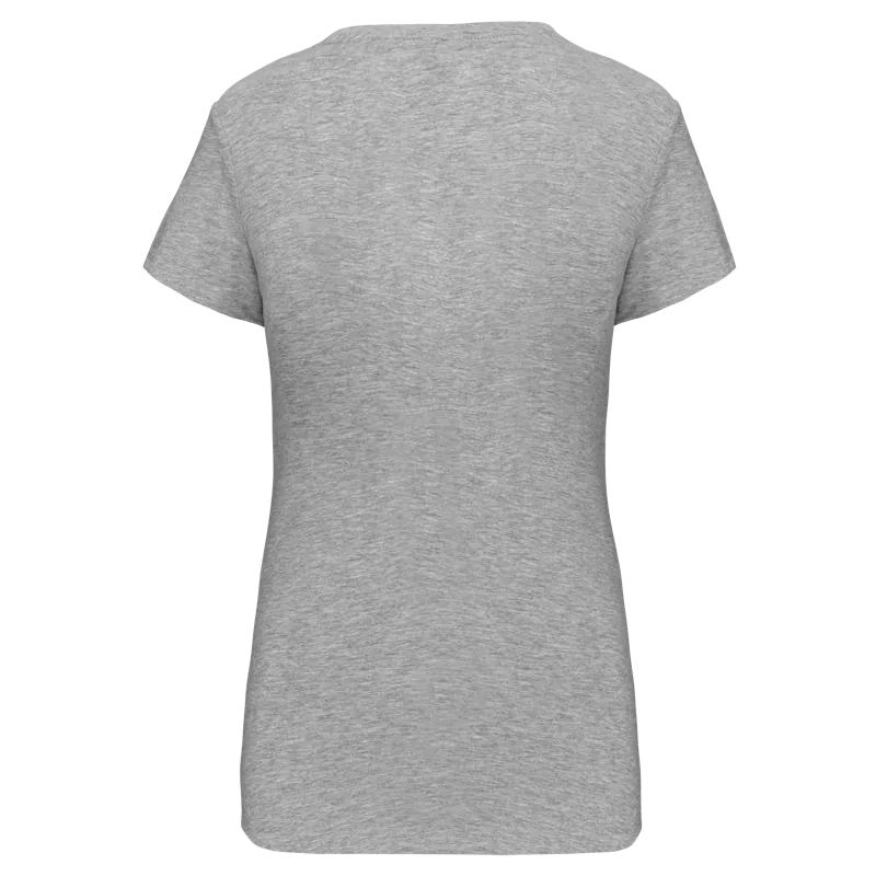 Dames-T-shirt V-hals korte mouwen in Light grey heather, achterkant