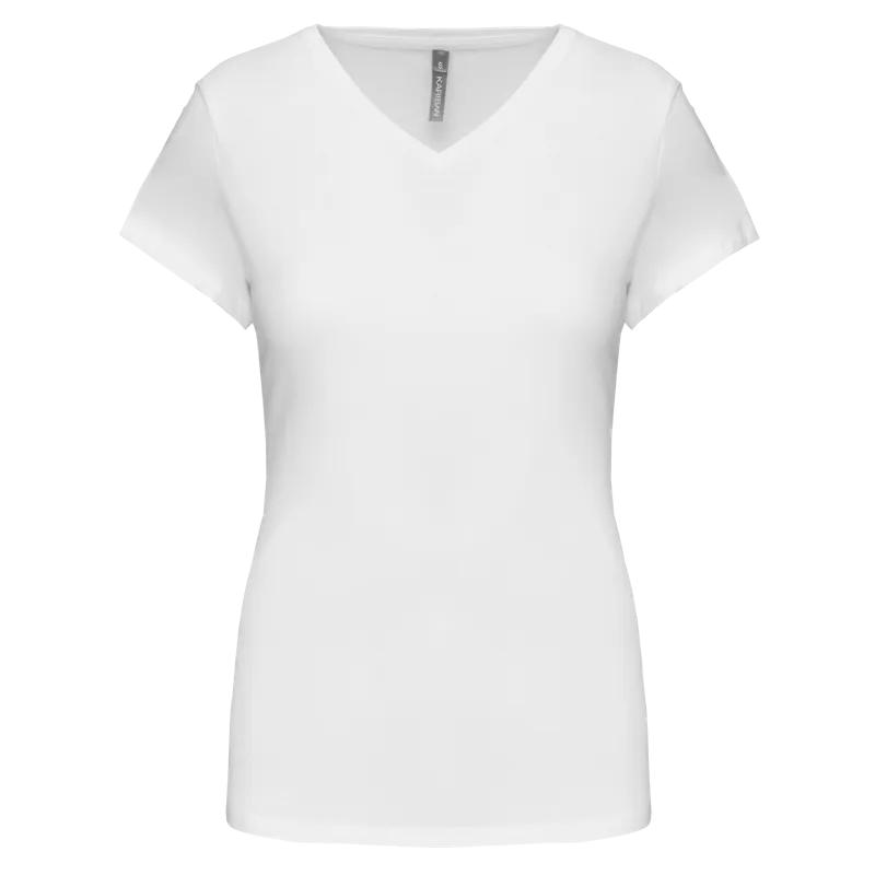 Dames-T-shirt V-hals korte mouwen in White