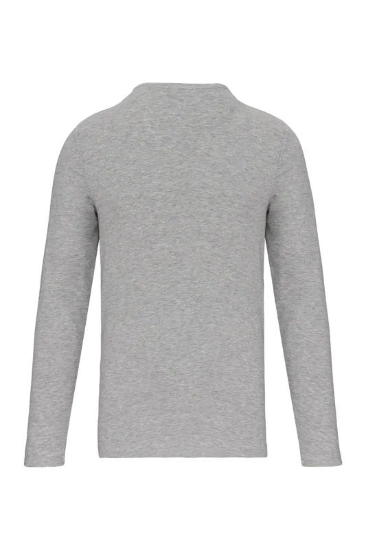 T-shirt ronde hals lange mouwen in Light grey heather, achterkant