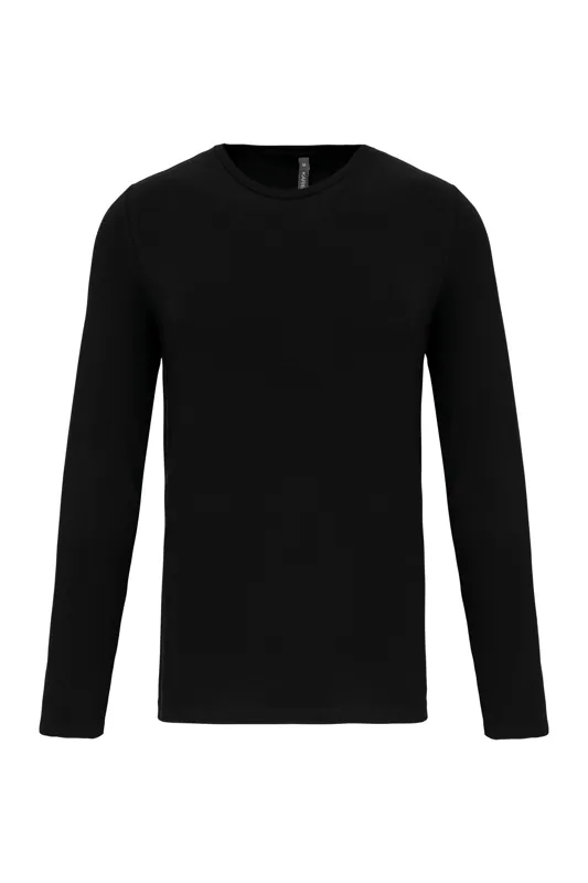 T-shirt ronde hals lange mouwen in Black