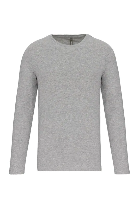 T-shirt ronde hals lange mouwen in Light grey heather