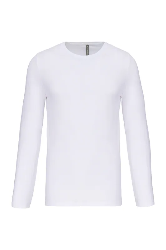 T-shirt ronde hals lange mouwen in White