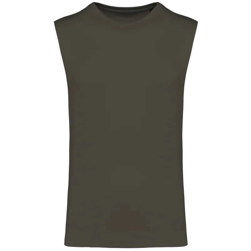 Mouwloos heren T-shirt Bio 150 IC in Dark Khaki