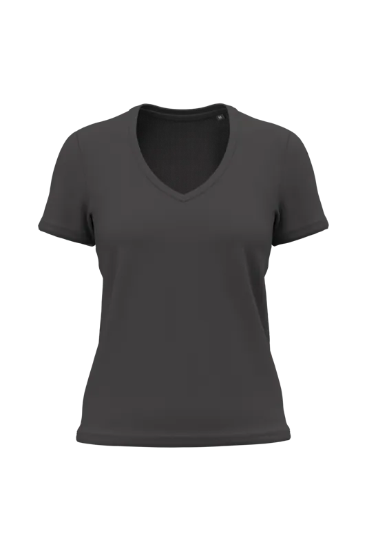 Dames-T-shirt BIO150 IC V-hals in Dark Grey