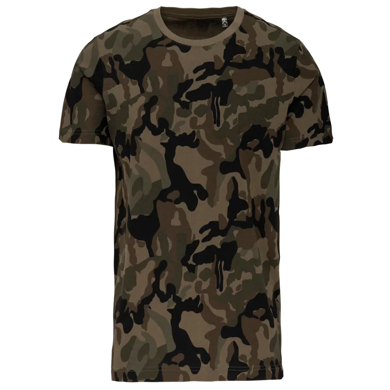 T-shirt camo korte mouwen in Olive Camouflage