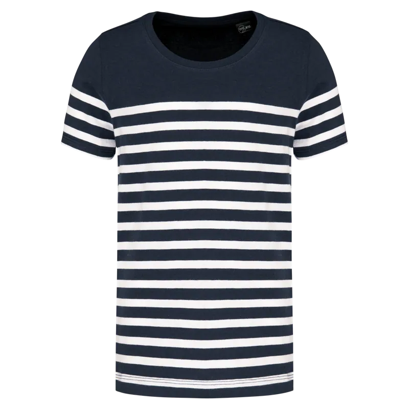 Matrozenshirt ronde hals Bio in Navy / White Stripes